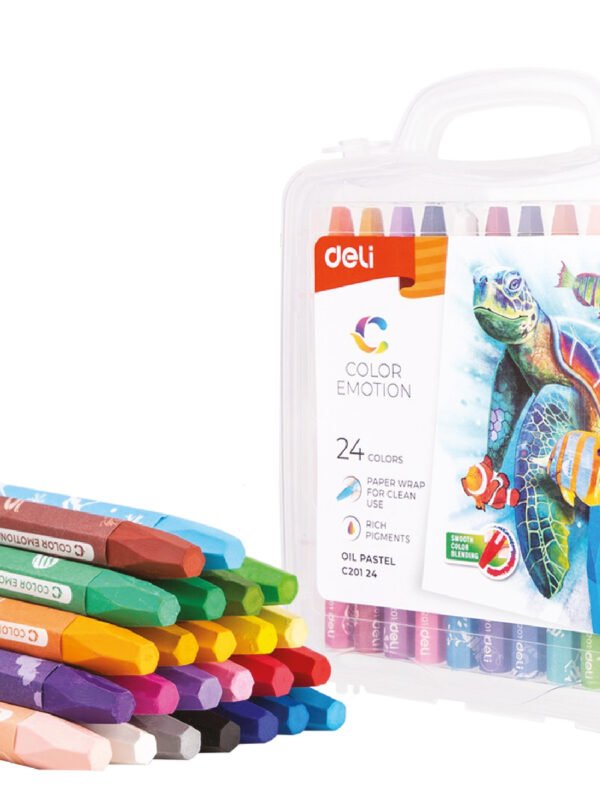 ديلي أقلام تلوين أويل باستل سداسي - كالار إيموشن - بوكس بلاستيك 24 لون EC20124