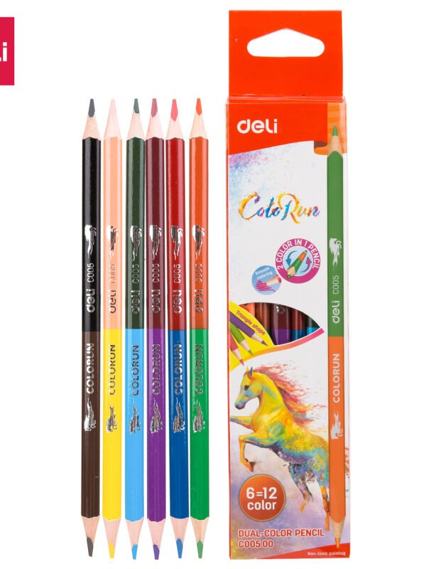 ديلي أقلام تلوين خشب طرفين - 6 قلم ( 12 لون ) - EC00500