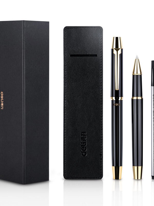 ديلي قلم حبر جل 0.5 مم - أسود - بدن غامق علاقة معدن مع علبة هدية - S158