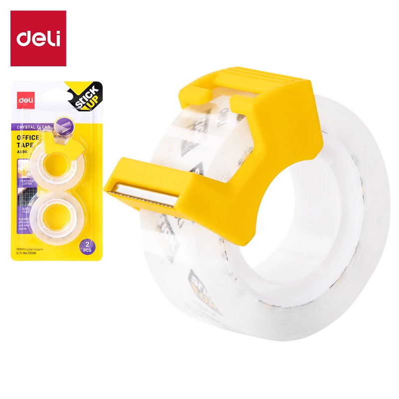 1 ديلي بكرة شريط لاصق - شفاف - 30 يارد - عرض 18 مم - مع مقبض للتحكم والقطع - EA696