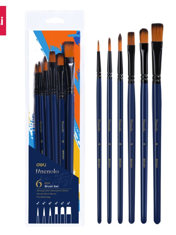 ديلي مجموعة فرشاة رسم ألوان مائية - 6 قطع - ألمينوم الناعم - ألوان مختلفة - EC277