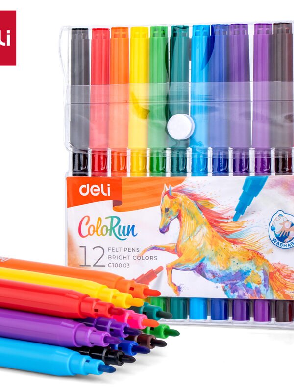 1 ديلي قلم تلوين فلوماستر طويل - رأس 1.0 مم - 12 لون EC10003