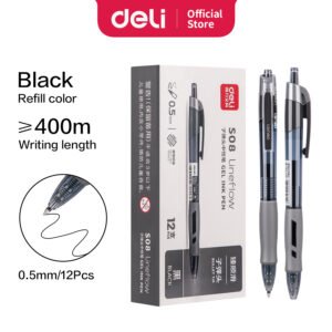 ديلي قلم حبر جل كباس - بدن شفاف - قبضة مطاط - 0.5mm - أسود EG08-BK