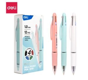 ديلي قلم حبر جاف كباس 4 ألوان - بدن ملون باستل - قبضة مطاط - EQ181 1.0mm
