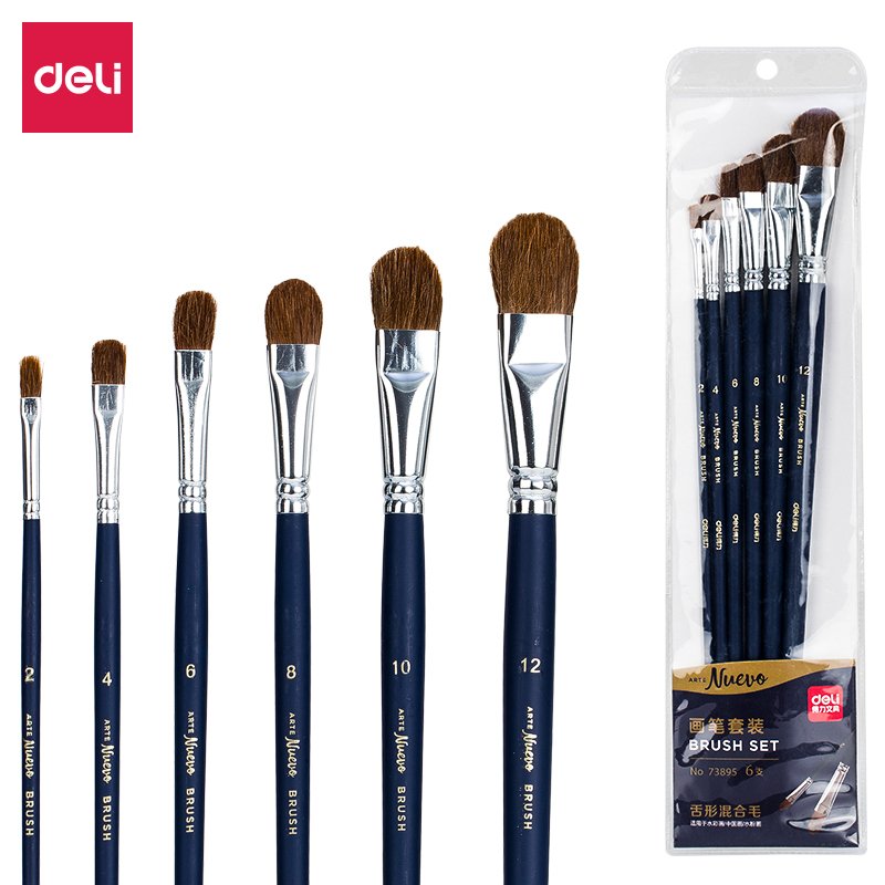 3 دديلي مجموعة فرشاة ألوان زيتي + غواش + أكرليك - مشطوف - أزرق - E73895