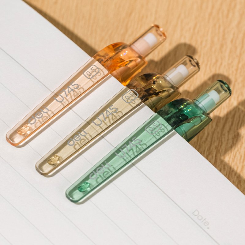 ديلي قلم رصاص كباس - 0.5mm - بدن بلاستيك أبيض - علاقة ألوان - مع ممحاة. - EU745