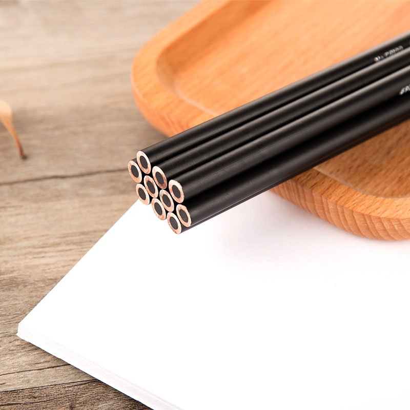 ديلي قلم فحم خشب دائري للرسم - متوسط الليونة - بدن أسود مع طبة E58121