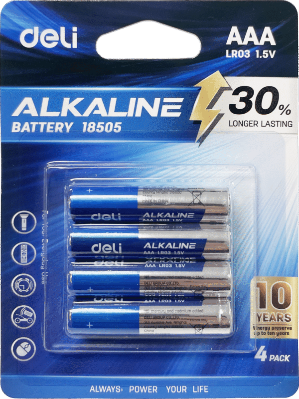 E18505 (5) ديلي بطارية AAA ألكالاين - 4 قطع - 1.5v - أزرق - E18505