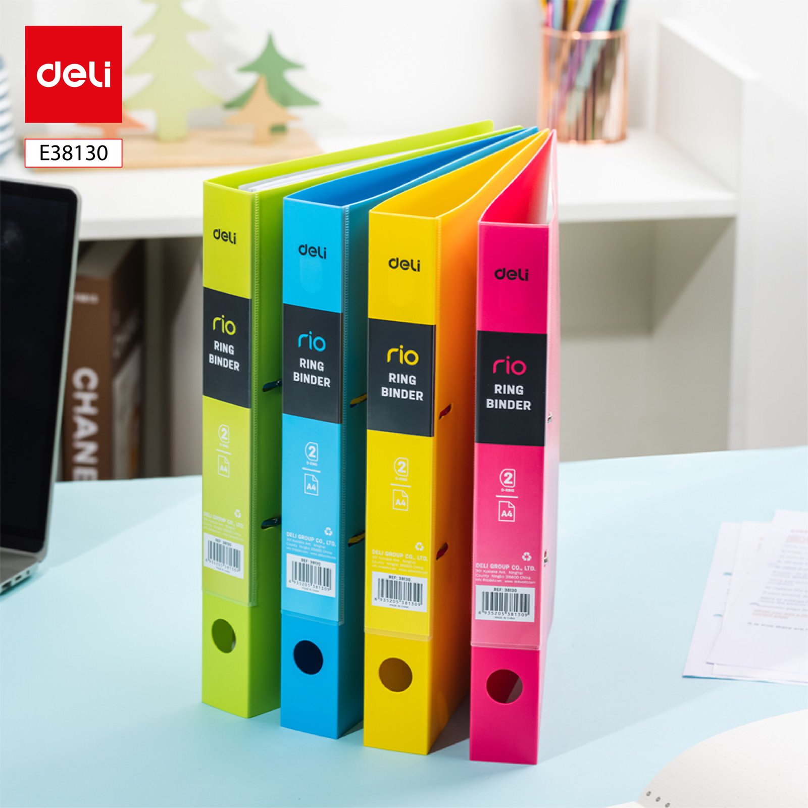 ديلي مصنف حلقة - قياس A4 - أزرق/ فوشي/ أخضر/ أصفر - E38130