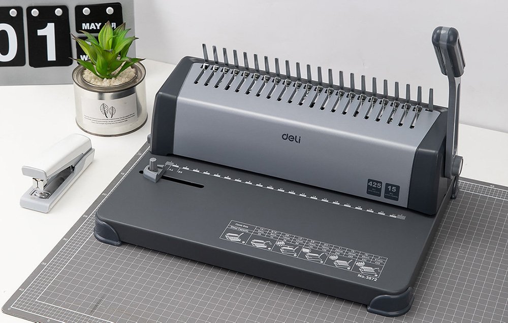 E3872 (5) ديلي ماكينة تسليك - سلك بلاستيك - استطاعة تثقيب 15 ورقة - استطاعة تسليك 425 ورقة - رمادي - E3872