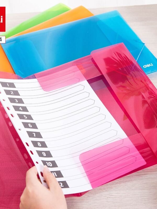 E39504 ديلي مصنف جيبة - قياس A4 - إغلاق بمطاط - ألوان مختلفة - E39504