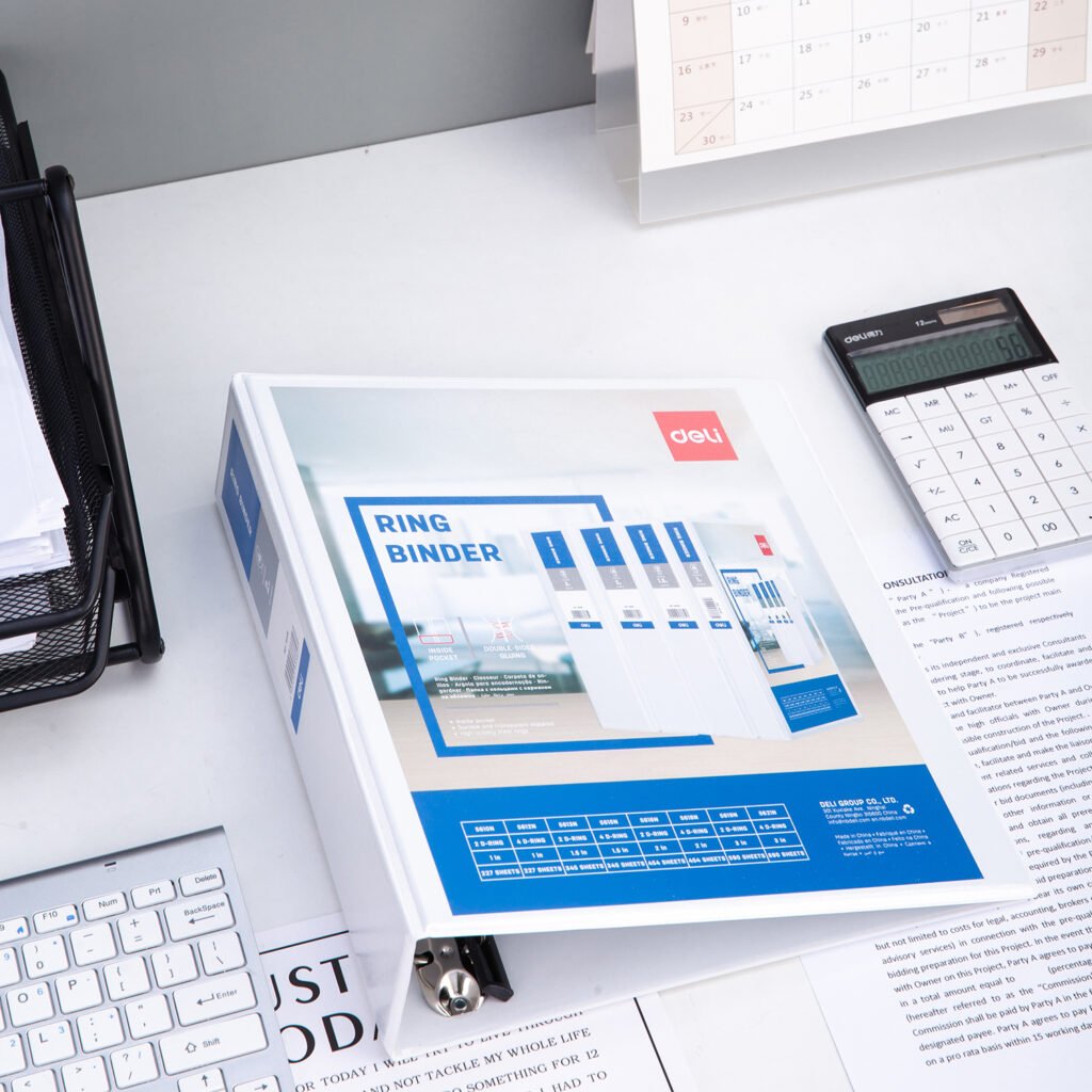 ديلي مصنف حلقة - 4 حلقات - قياس A4 - سماكة 2" - أبيض - E5618N