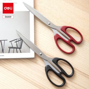 ديلي مقص معدن - مقبض بلاستيك مضغوط - طول 18 سم - أسود، أحمر - E6009