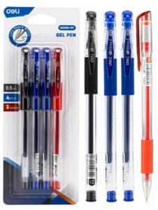 ديلي قلم حبر جل - بدن شفاف - قبضة مطاط - 0.5mm - ( 2 أزرق - 1 أحمر - 1 أسود) E6600S-MT