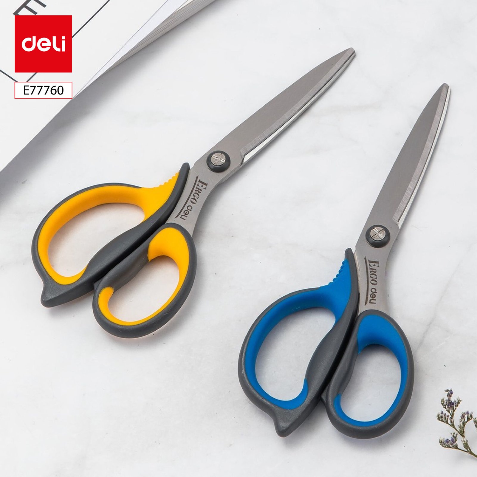 ديلي مقص معدن - مقبض بلاستيك ومطاط لونين - 21 سم - رمادي وأصفر - E77760