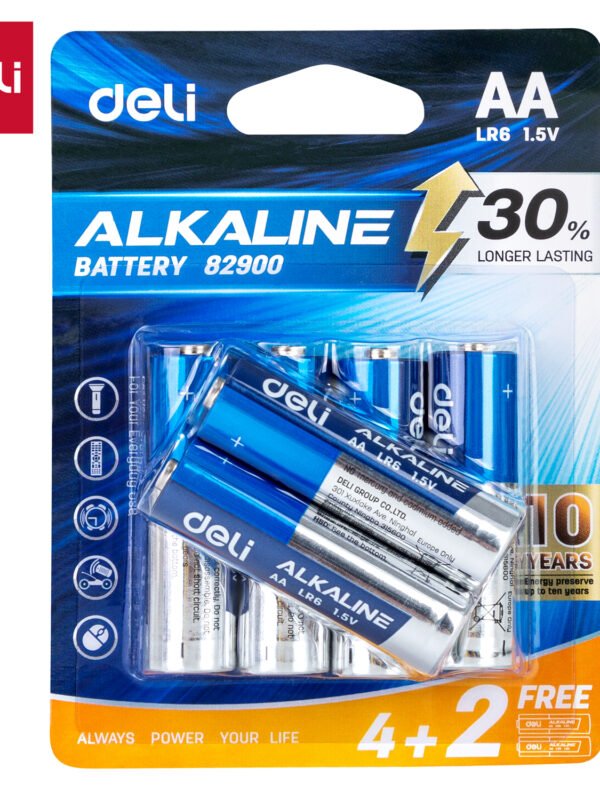 E82900 (4) ديلي بطارية AA ألكالاين - 4+2 قطعة - 1.5v - أزرق - E82900