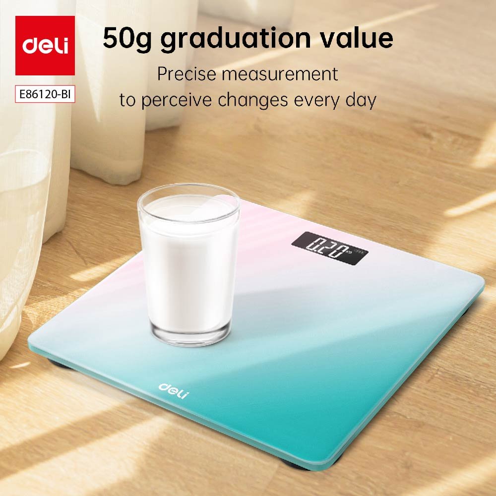 E86120-BI-0 ديلي ميزان أشخاص - شاشة رقمية - مساحة سطح 26*26 سم - أبيض،أسود،طيف أزرق، طيف زهر - E86120