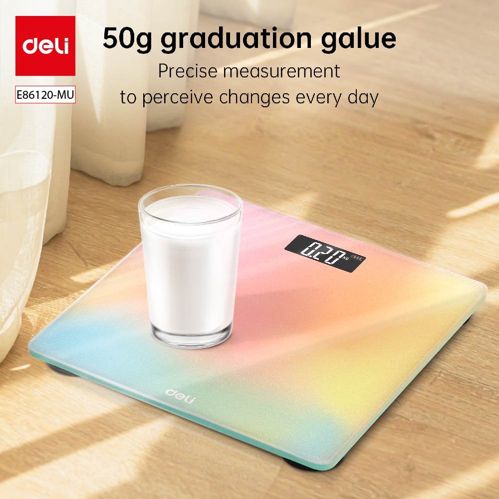 E86120-MU ديلي ميزان أشخاص - شاشة رقمية - مساحة سطح 26*26 سم - أبيض،أسود،طيف أزرق، طيف زهر - E86120