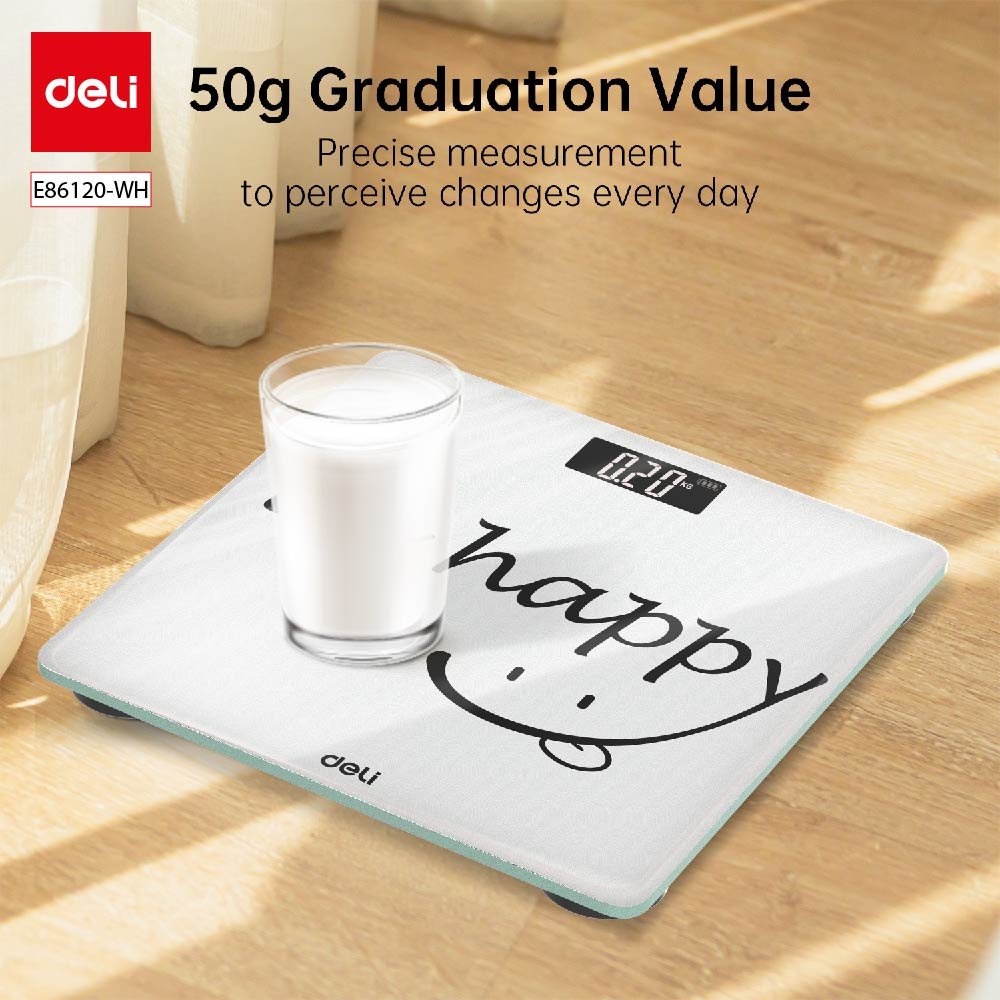 E86120-WH ديلي ميزان أشخاص - شاشة رقمية - مساحة سطح 26*26 سم - أبيض،أسود،طيف أزرق، طيف زهر - E86120
