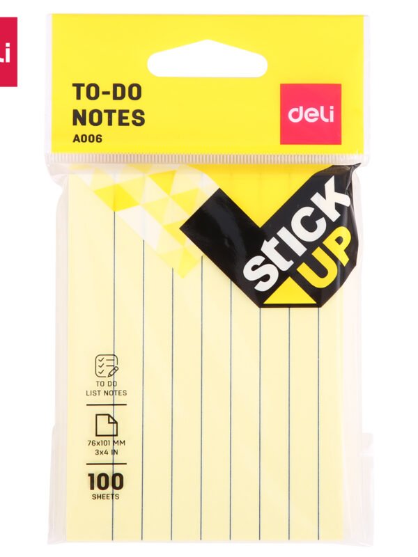 EA00652- (5) ديلي ورق ملاحظات - ورق مسطر عرضي أصفر - 76*101 مم - 100 طبق - EA00652