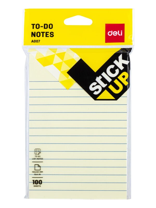 EA00752- (2) ديلي ورق ملاحظات - ورق مسطر طولي أصفر - 76*101 مم - 100 طبق - EA00752