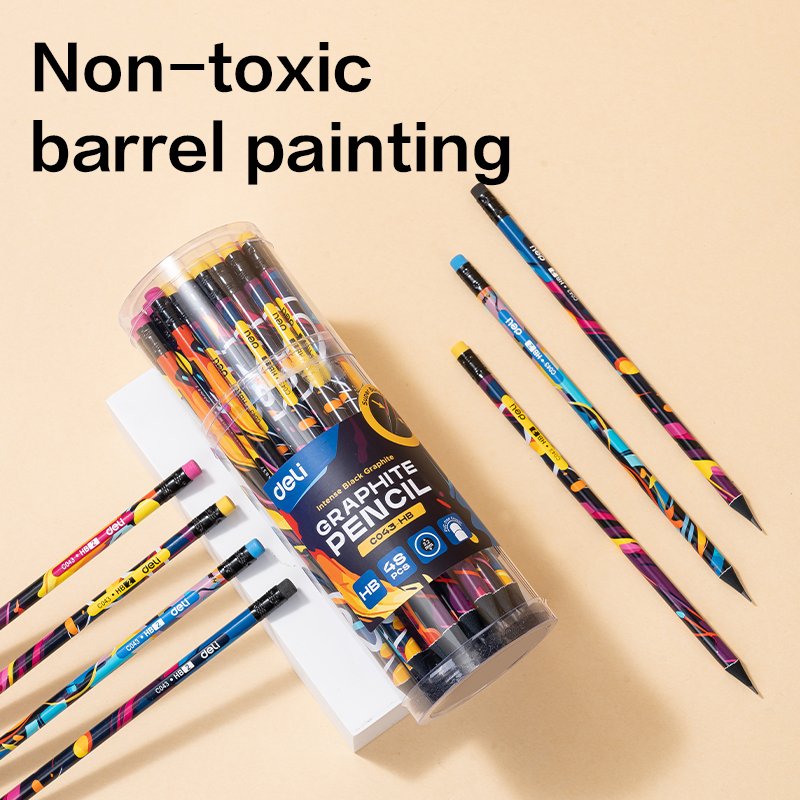 ديلي مجموعة أقلام رصاص خشب - غرافيت HB - بدن ملون - مع ممحاة - ألوان مختلفة - EC043-HB