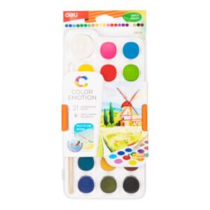 ديلي تلوين مائي حجري - كريستال - قطر دائرة اللون 28 مم - 21 لون - مع فرشاة EC10-21