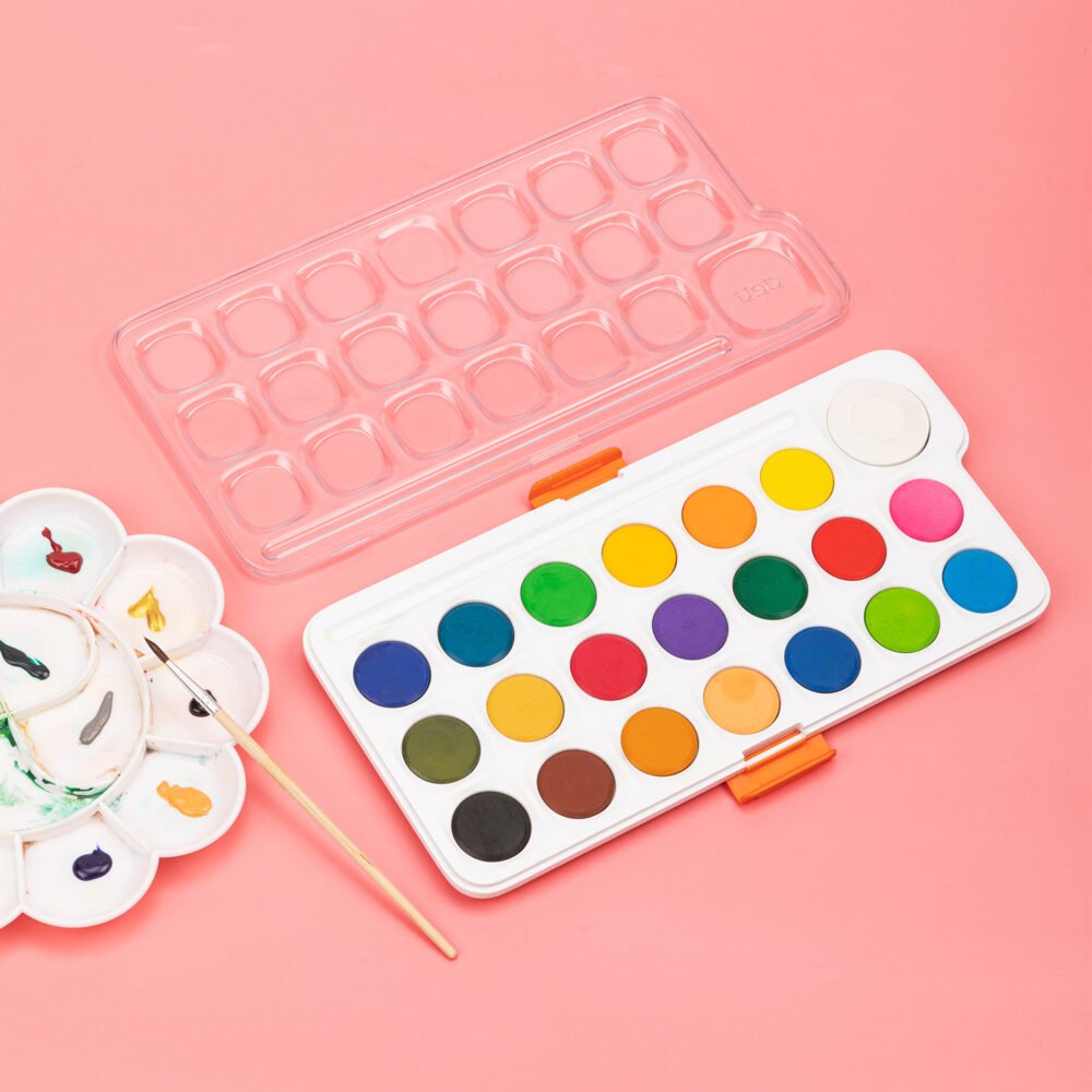 ديلي تلوين مائي حجري - كريستال - قطر دائرة اللون 28 مم - 21 لون - مع فرشاة EC10-21