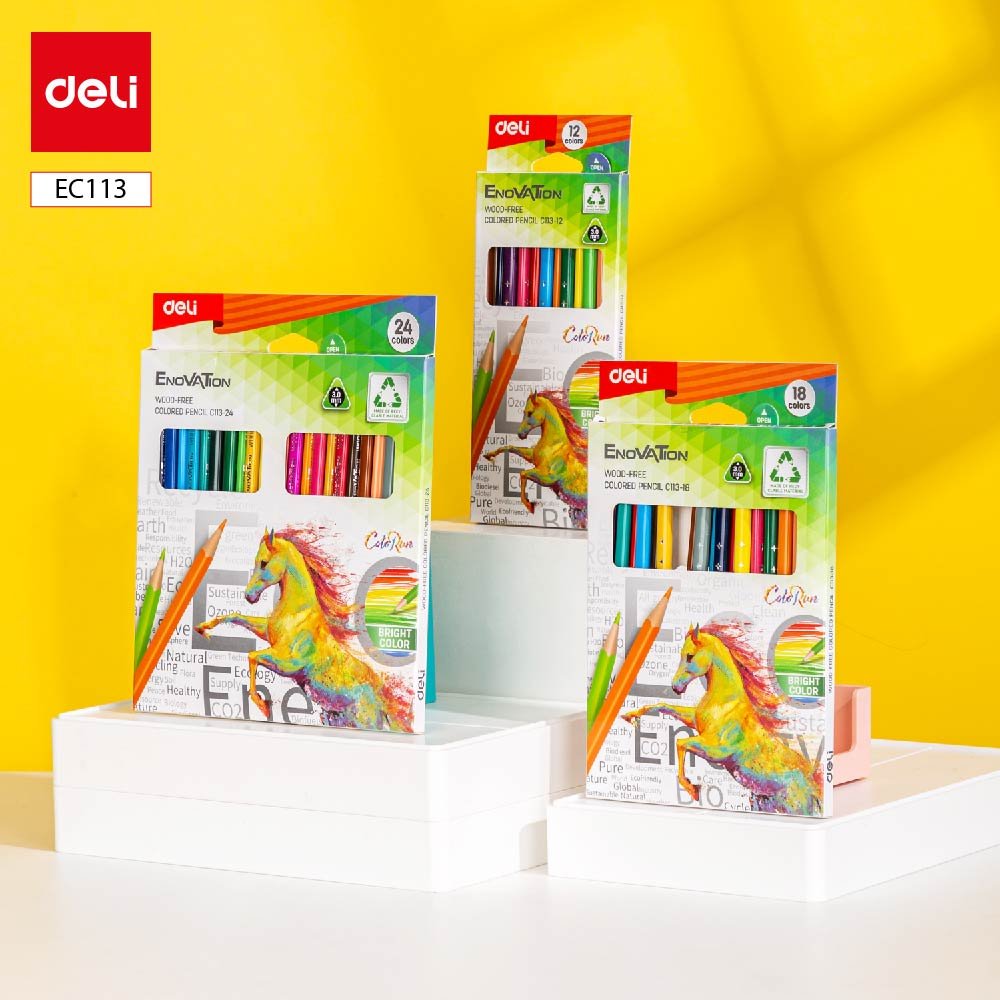 ديلي أقلام تلوين بلاستيك طويل - إينوڤيشن - 12 لون EC113-12