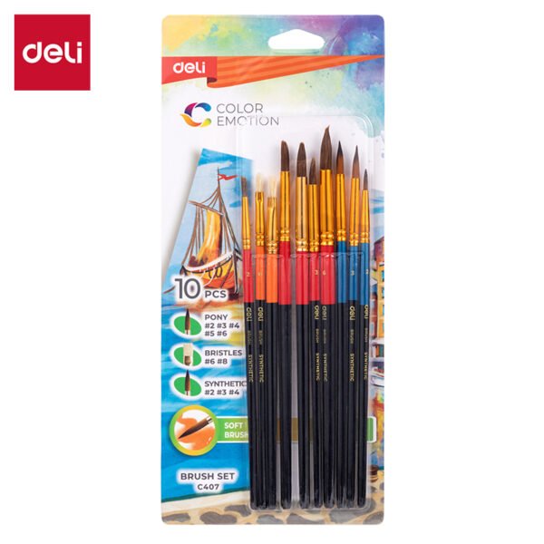 ديلي مجموعة فرشاة رسم - 10 قطع - رأس مبروم/مشطوف - EC407