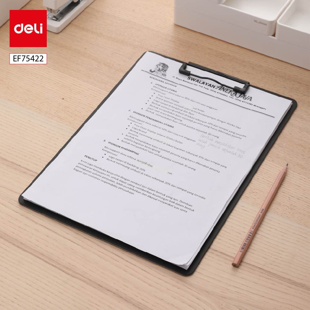 EF75422 ديلي مسند ورق بلاستيك - علاقة معدن - قياس A4 - أسود - EF75422