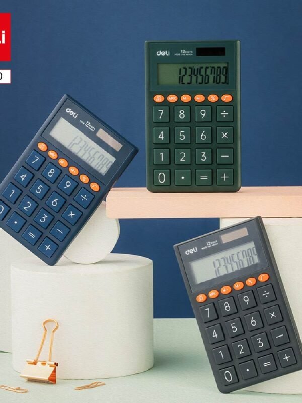 EM130-0 ديلي ألة حاسبة جيب - مصدرين طاقة - 12 خانات - رمادي EM130