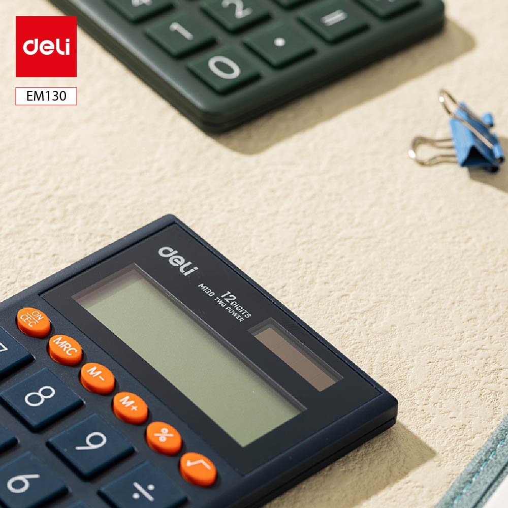 EM130-1 ديلي ألة حاسبة جيب - مصدرين طاقة - 12 خانات - رمادي EM130