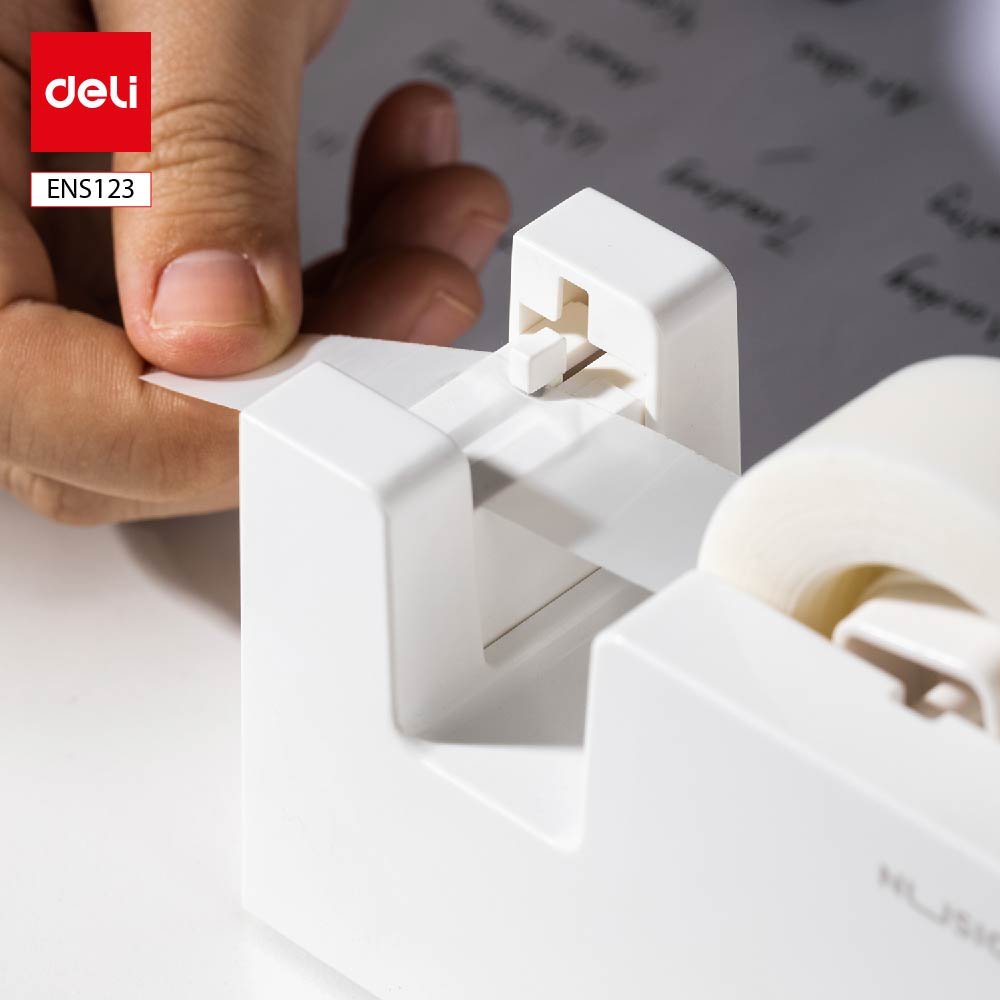 ديلي مقلمة وقاعدة قطاعة شريط لاصق مكتبية - قياس وسط - (أبيض - أسود) - ENS123