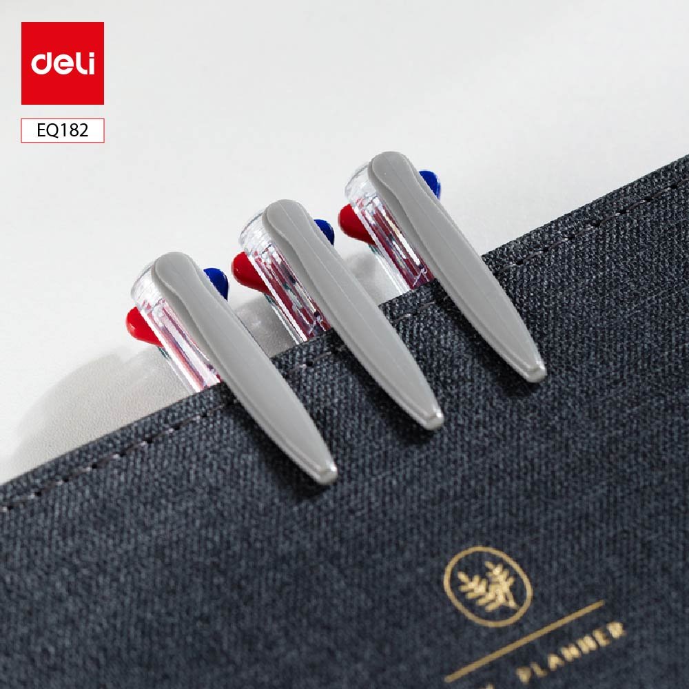 ديلي قلم حبر جاف كباس 4 ألوان - بدن شفاف قبضة مطاط 0.7 مم - أزرق أحمر أسود أخضر - EQ182