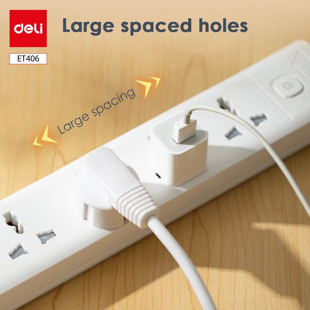 ديلي مسطرة كهرباء - 6 مأخذ - Tayp G (UK) - طول الكبل 5 متر - أبيض - ET406