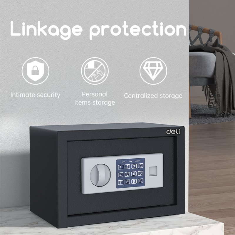 ديلي خزنة معدنية للفنادق - حماية (أرقام -مفتاح) - 20*31*20 سم - أسود - ET520