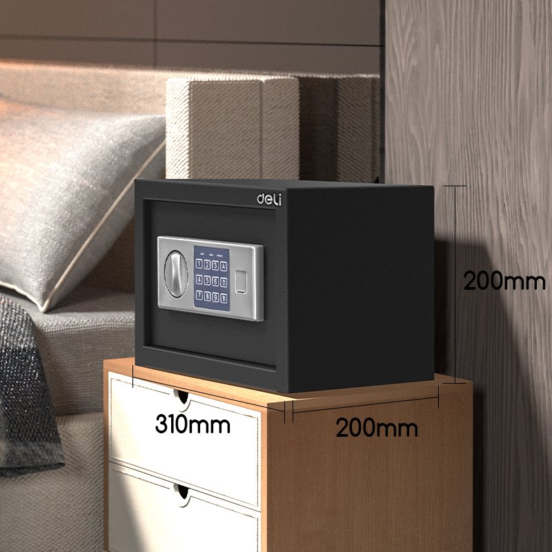 ديلي خزنة معدنية للفنادق - حماية (أرقام -مفتاح) - 20*31*20 سم - أسود - ET520