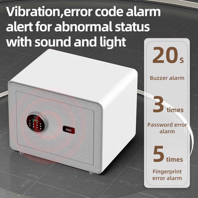 ET634 (7) ديلي خزنة معدنية مقبض دائري ببصمة - حماية (أرقام +بصمة + مفتاح) - 45*38*32 سم - أبيض - ET634