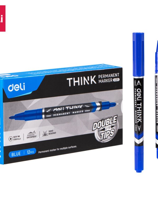 EU211-BL ديلي قلم تخطيط + قلم أسطح ملساء - طرفين 1.0mm / 0.5mm - أزرق EU211-BL