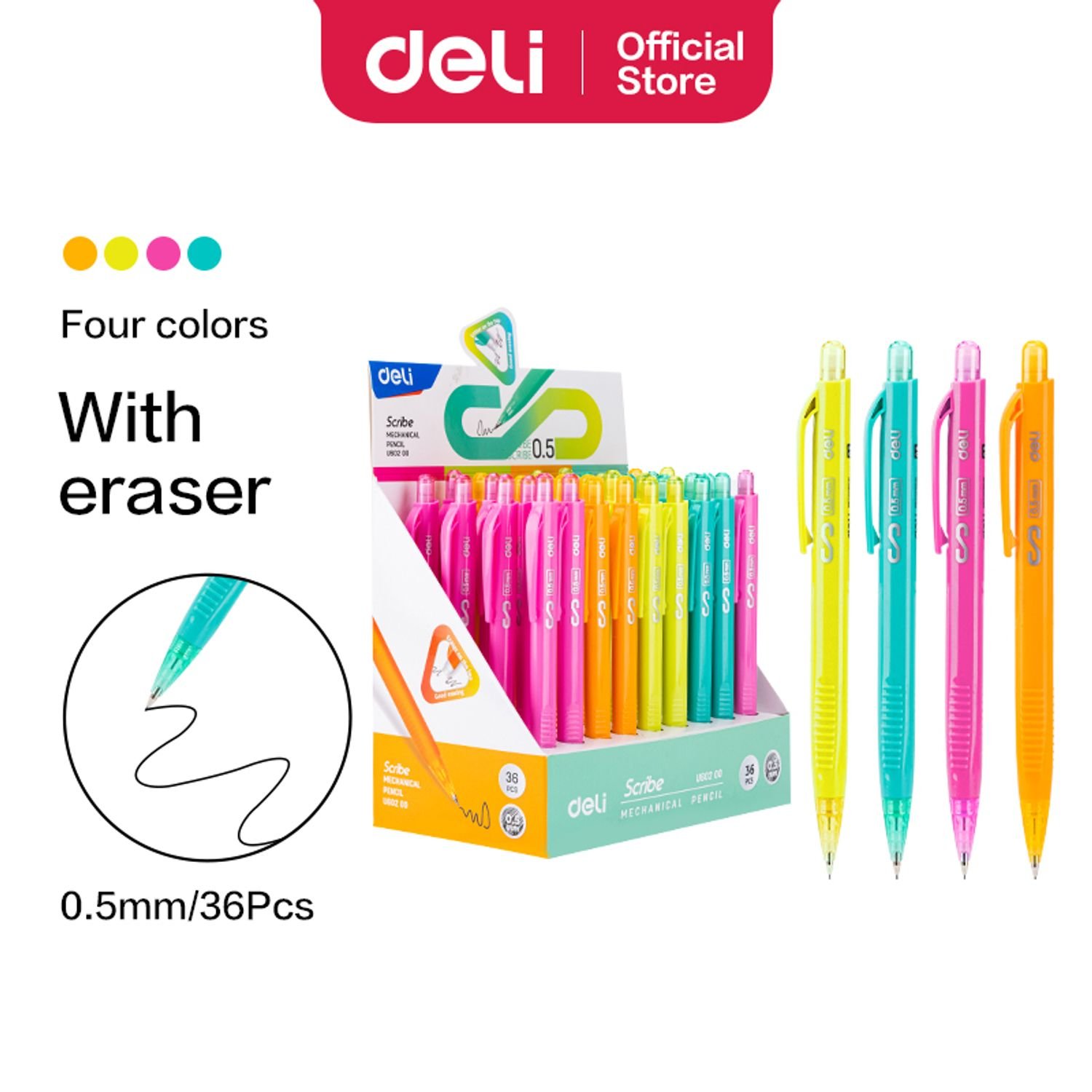 ديلي قلم رصاص كباس 0.5 مم - بدن بلاستيك ألوان مختلفة - EU60200