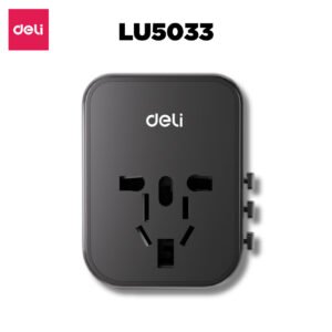 ديلي محول مقبس كهربائي بأنماط مختلفة - أسود - LU5033