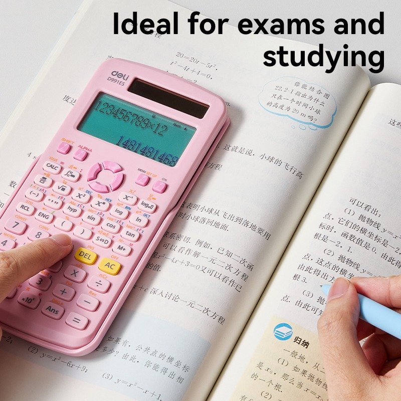 ديلي ألة حاسبة علمية - 417 معادلة حسابية - مصدرين طاقة - بدن بلاستيك - أسود - أخضر - زهر - أصفر ED991ES