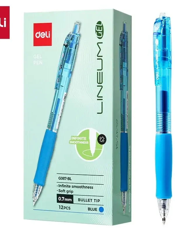 ديلي قلم حبر جل كباس - بدن شفاف - قبضة مطاط - 0.5mm - أزرق EG08-BL