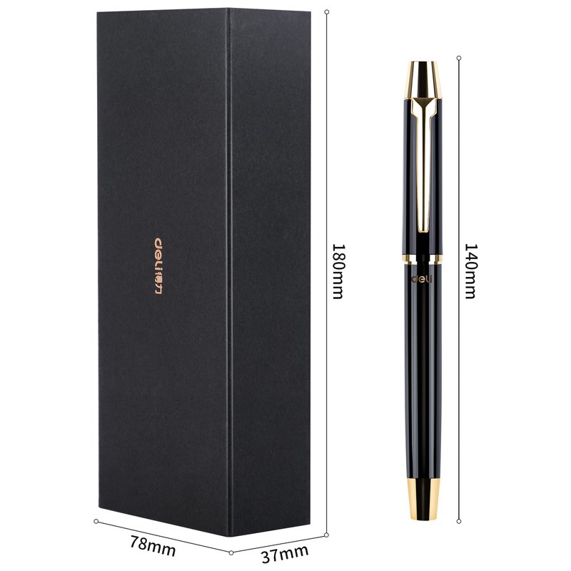 ديلي قلم حبر جل 0.5 مم - أسود - بدن غامق علاقة معدن مع علبة هدية - S158