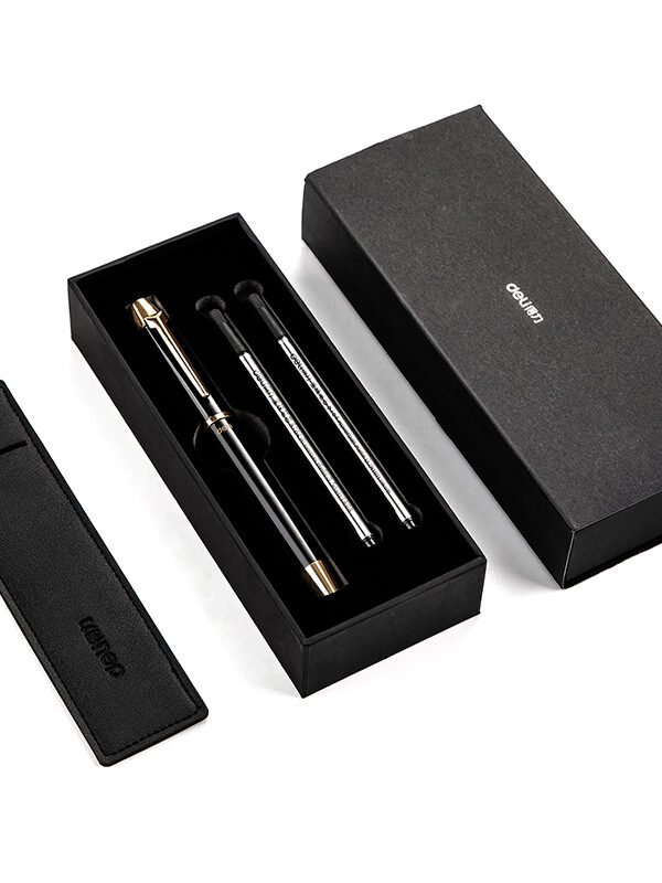 ديلي قلم حبر جل 0.5 مم - أسود - بدن غامق علاقة معدن مع علبة هدية - S158