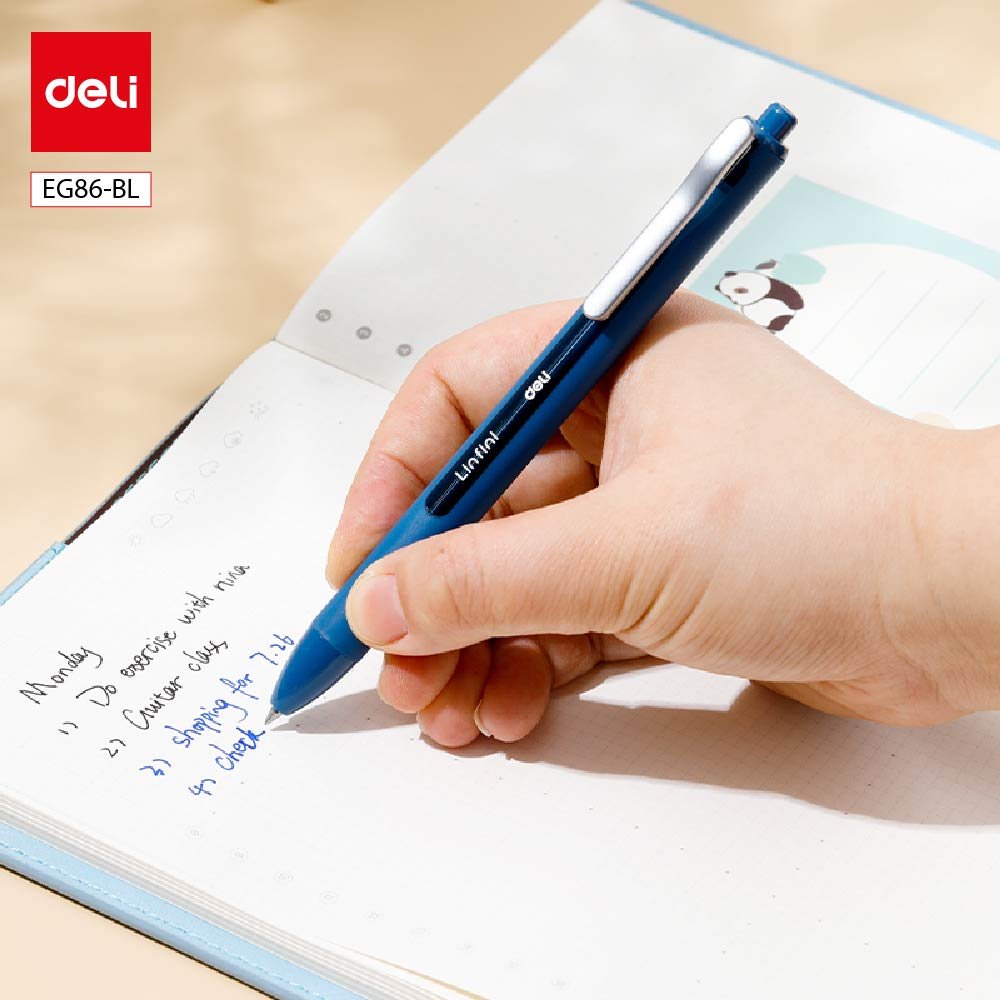 EG86-BL (2) ديلي قلم حبر جل كباس - 0.5 مم - بدن ملون - لون أزرق - EG86-BL