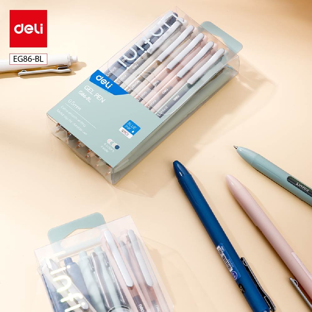 EG86-BL (7) ديلي قلم حبر جل كباس - 0.5 مم - بدن ملون - لون أزرق - EG86-BL
