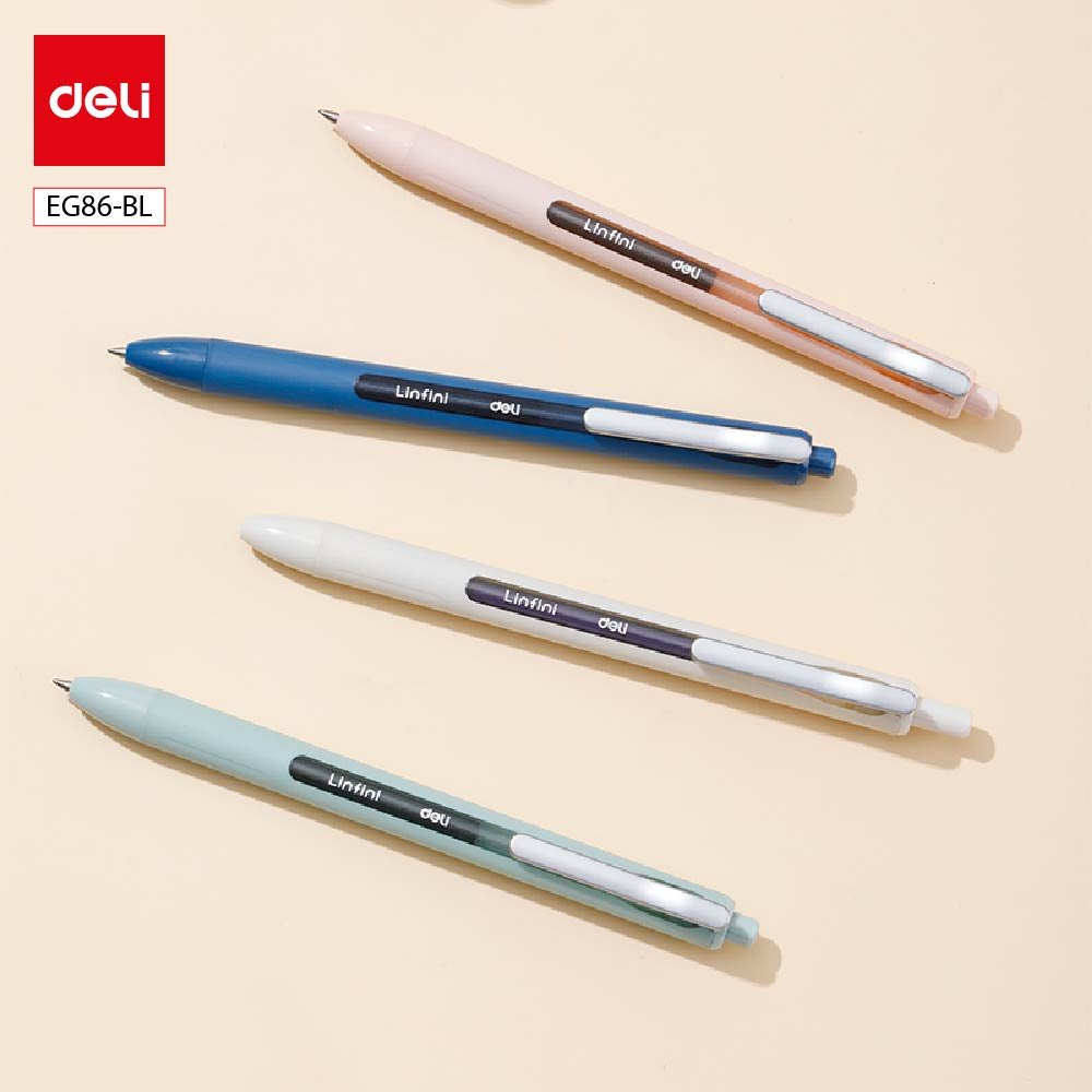 EG86-BL (8) ديلي قلم حبر جل كباس - 0.5 مم - بدن ملون - لون أزرق - EG86-BL