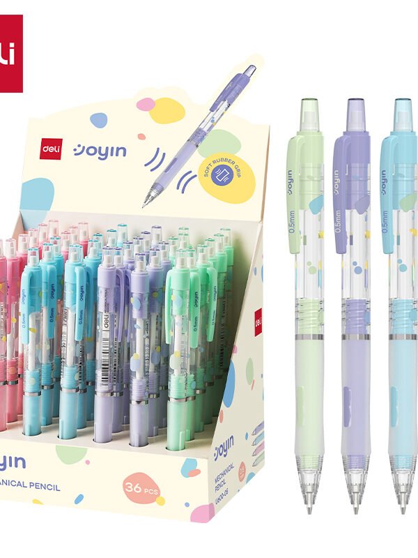 1 ديلي قلم رصاص كباس - 0.5 مم - بدن بلاستيك ألوان مختلفة - مع ممحاة - EU600-05